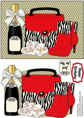 Zebra Handbag, Boots, White Flowers & Bubbly