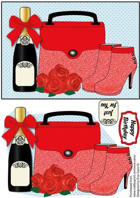 Red Handbag, Boots, Roses & Bubbly