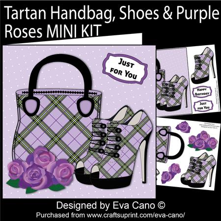 Tartan Handbag, Shoes & Purple Roses Mini Kit