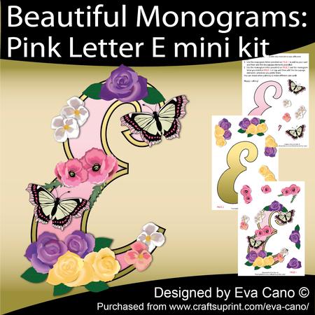Beautiful Monograms: Pink Letter E Mini Kit