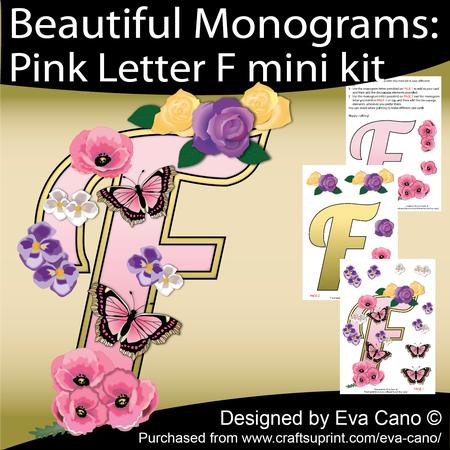 Beautiful Monograms: Pink Letter F Mini Kit