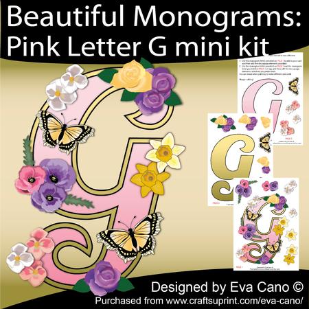 Beautiful Monograms: Pink Letter g Mini Kit