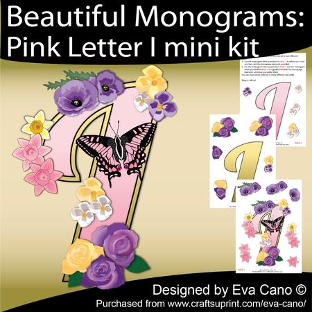 Beautiful Monograms: Pink Letter I Mini Kit