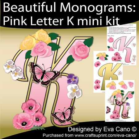Beautiful Monograms: Pink Letter K Mini Kit