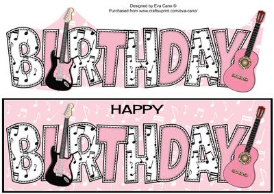 Pink Guitars Birthday Large Dl