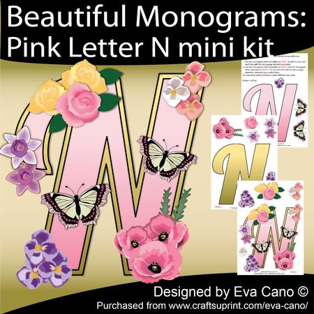 Beautiful Monograms: Pink Letter N Mini Kit