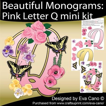 Beautiful Monograms: Pink Letter Q Mini Kit