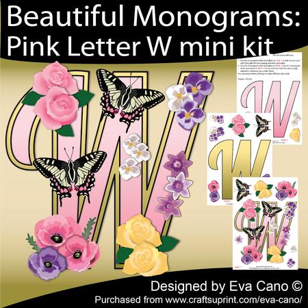 Beautiful Monograms: Pink Letter W Mini Kit