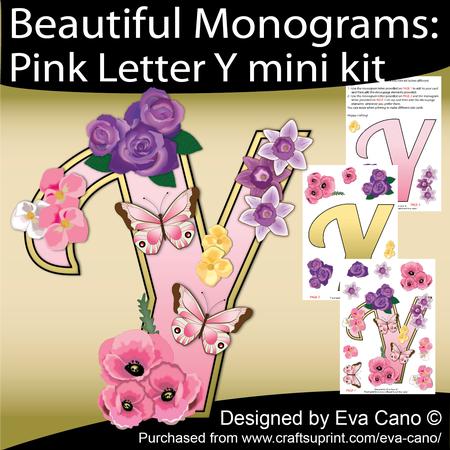 Beautiful Monograms: Pink Letter Y Mini Kit