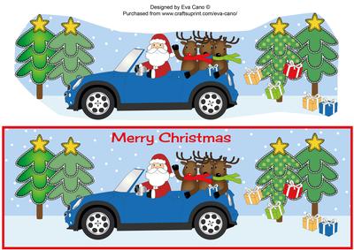 Santa's Blue Mini Car Large Dl