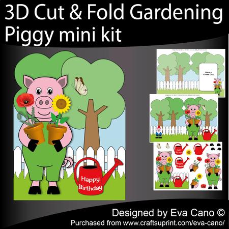 3D Cut & Fold Gardening Piggy Mini Kit