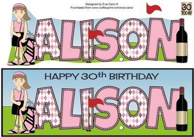 Female Golfer Alison 30th Large Dl