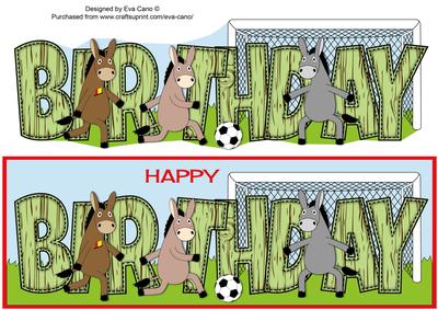 Donkeys Playing Football Birthday Large Dl