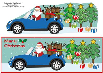 Santa's Blue Mini Car Large Dl
