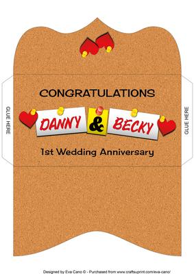 Paper (1st) Anniversary Danny & Becky Money Wallet