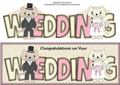 Cute Cats Bride & Groom Wedding Large Dl