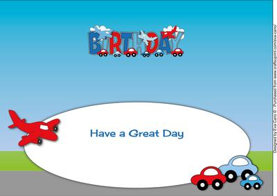 Little Cars & Planes Birthday Large Dl Insert