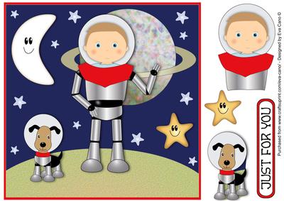 Space Boy and Dog 8x8 Quick Card