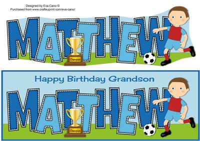 Footballer in Wine & Blue Matthew (grandson) Large Dl