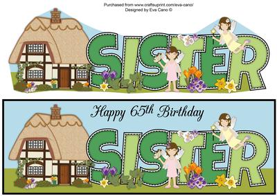Country Cottage & Fairies Sister 65th Large Dl
