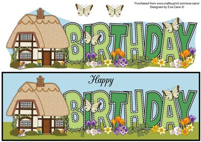 Country Cottage Birthday Large Dl