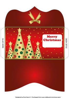 Buttons Christmas Trees Money Wallet Red