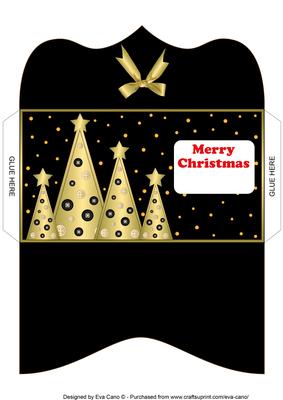 Buttons Christmas Trees Money Wallet Black