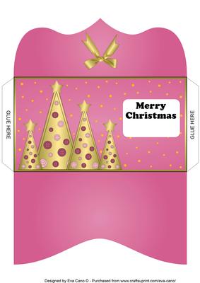 Buttons Christmas Trees Money Wallet Pink