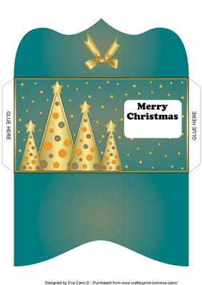 Buttons Christmas Trees Money Wallet Light Blue