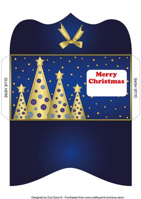 Buttons Christmas Trees Money Wallet Blue