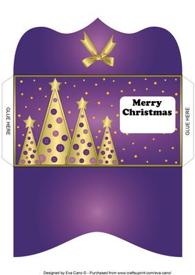 Buttons Christmas Trees Money Wallet Purple