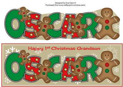 Gingerbread Men Grandson Oscar 1st Xmas Large Dl