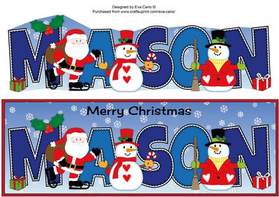 Santa & Snowmen Mason Large Dl