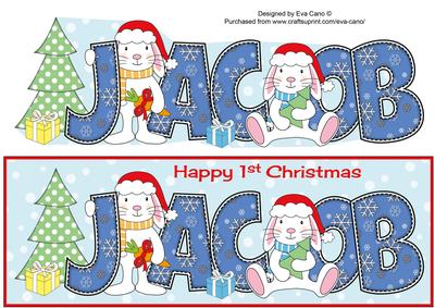 First Christmas Bunny Rabbits Jacob Large Dl