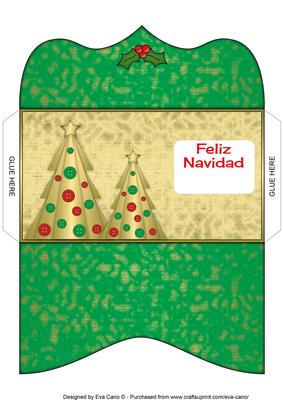 Buttons Christmas Trees Ii Spanish Money Wallet Green