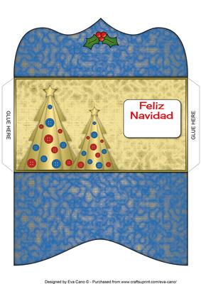 Buttons Christmas Trees Ii Spanish Money Wallet Blue