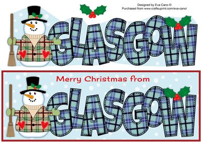 Merry Christmas from Glasgow Snowman Large Dl
