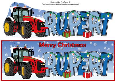 Red Christmas Tractor Rupert Large Dl