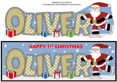 1st Xmas Skating Santa Oliver Large Dl