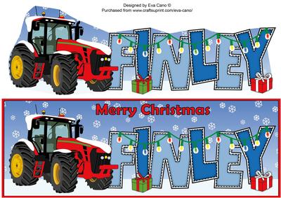 Red Christmas Tractor Finley Large Dl