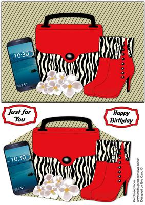 Zebra Handbag, Boots, White Flowers & Smartphone
