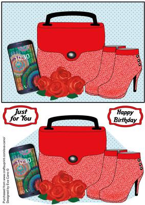 Red Handbag, Boots, Roses & Smartphone
