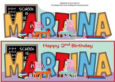 Pinkie Pigs at School Martina 2nd Large Dl