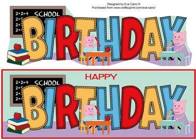 Pinkie Pigs at School Birthday Large Dl