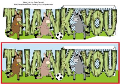 Donkeys Playing Football Thank You Large Dl