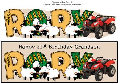 Sheep & Quad Bike Rory 21st Grandson Large Dl