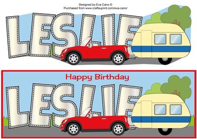 Red Car & Caravan Leslie Large Dl