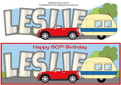 Red Car & Caravan Leslie 80th Large Dl