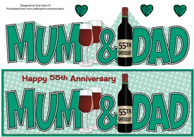 Red Wine Mum & Dad 55th Anniversary Large Dl