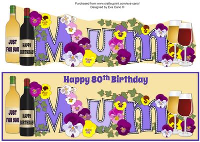 Bright Flowers & Wine Mum 80th Large Dl